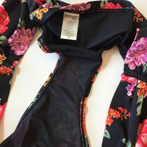 Terra & Sky Womens Plus Size Black Floral Swimsuit Bikini Bottom Size 5X - Picture 6 of 7